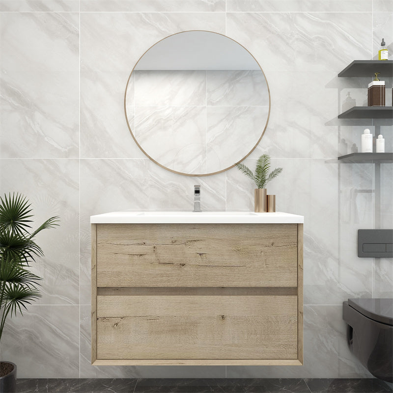 Pacifica Floating Vanity in Light Oak (24-84 inches)