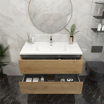 Pacifica Floating Vanity in White Oak (24-84 inches)