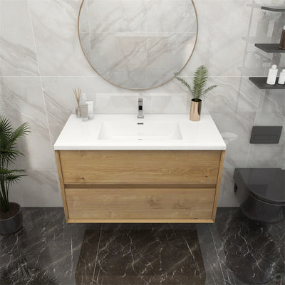 Pacifica Floating Vanity in White Oak (24-84 inches)
