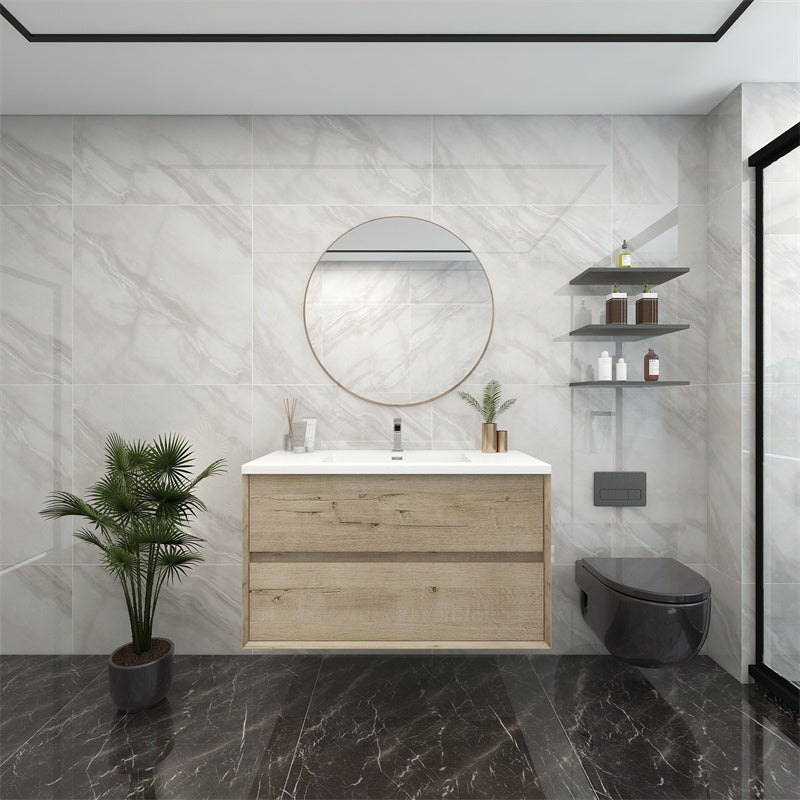 Pacifica Floating Vanity in Light Oak (24-84 inches)