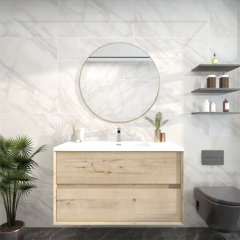 Pacifica Floating Vanity in Light Oak (24-84 inches)