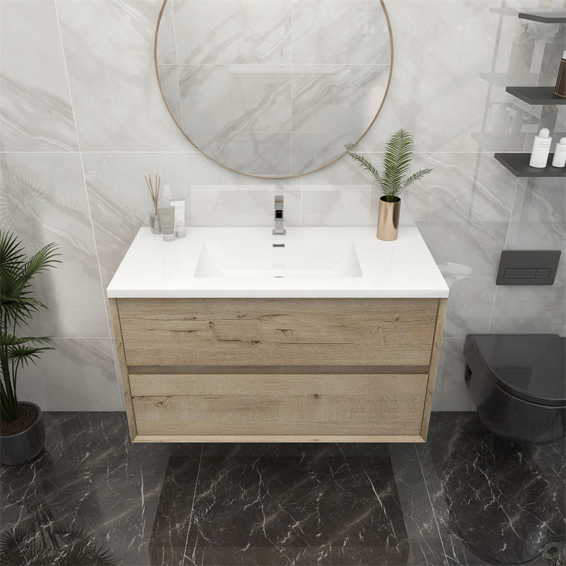 Pacifica Floating Vanity in Light Oak (24-84 inches)