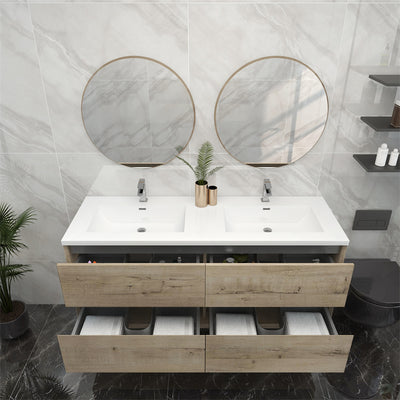 Pacifica Floating Vanity in Light Oak (24-84 inches)