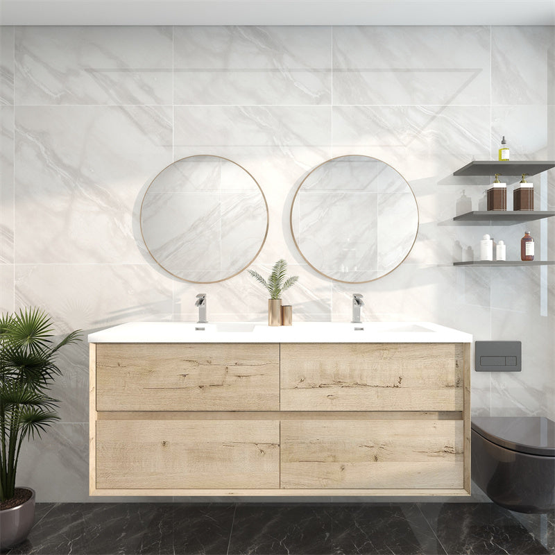 Pacifica Floating Vanity in Light Oak (24-84 inches)