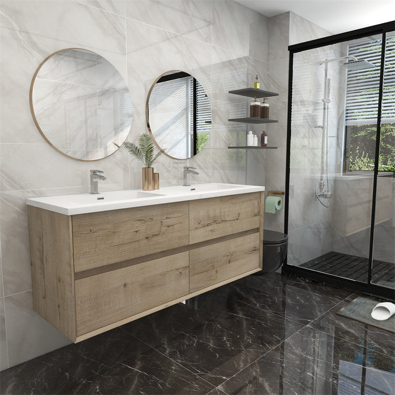 Pacifica Floating Vanity in Light Oak (24-84 inches)