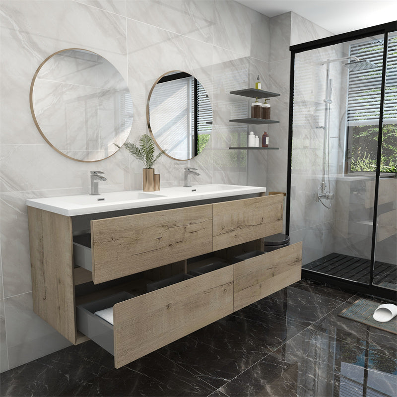 Pacifica Floating Vanity in Light Oak (24-84 inches)