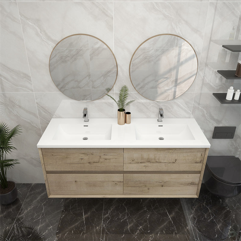 Pacifica Floating Vanity in Light Oak (24-84 inches)
