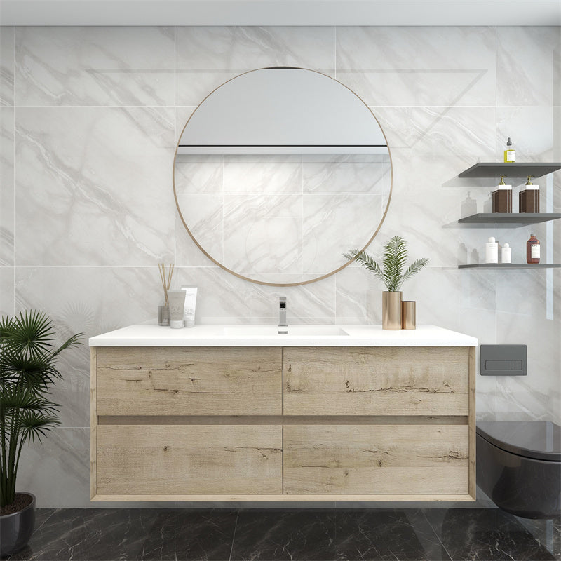Pacifica Floating Vanity in Light Oak (24-84 inches)