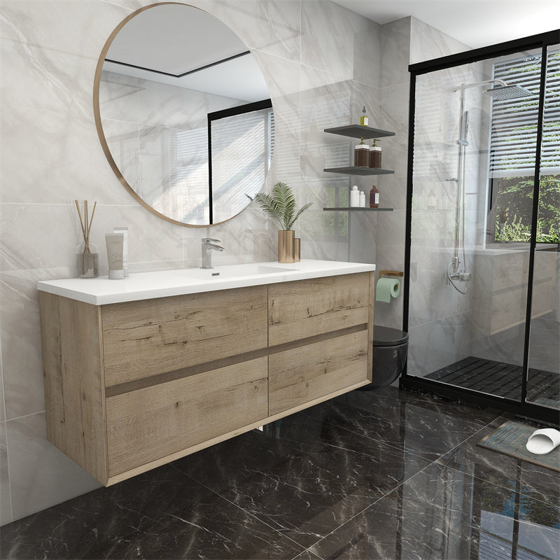 Pacifica Floating Vanity in Light Oak (24-84 inches)