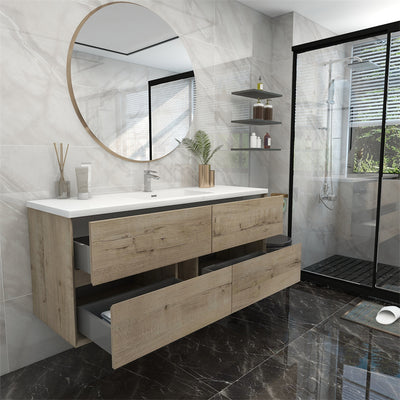 Pacifica Floating Vanity in Light Oak (24-84 inches)