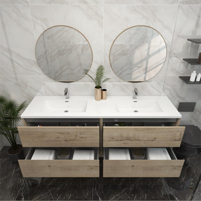 Pacifica Floating Vanity in Light Oak (24-84 inches)