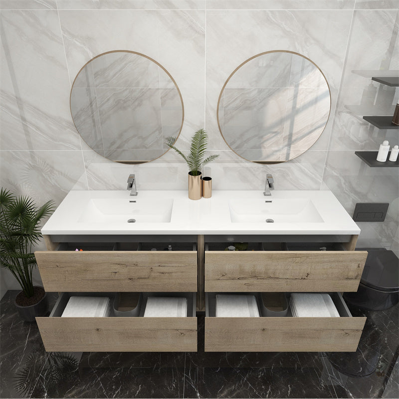Pacifica Floating Vanity in Light Oak (24-84 inches)