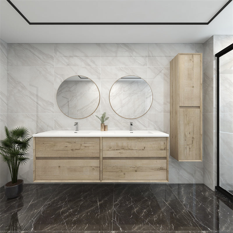 Pacifica Floating Vanity in Light Oak (24-84 inches)