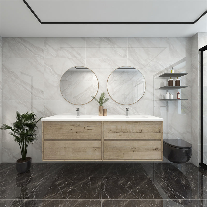 Pacifica Floating Vanity in Light Oak (24-84 inches)
