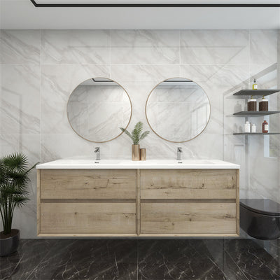 Pacifica Floating Vanity in Light Oak (24-84 inches)