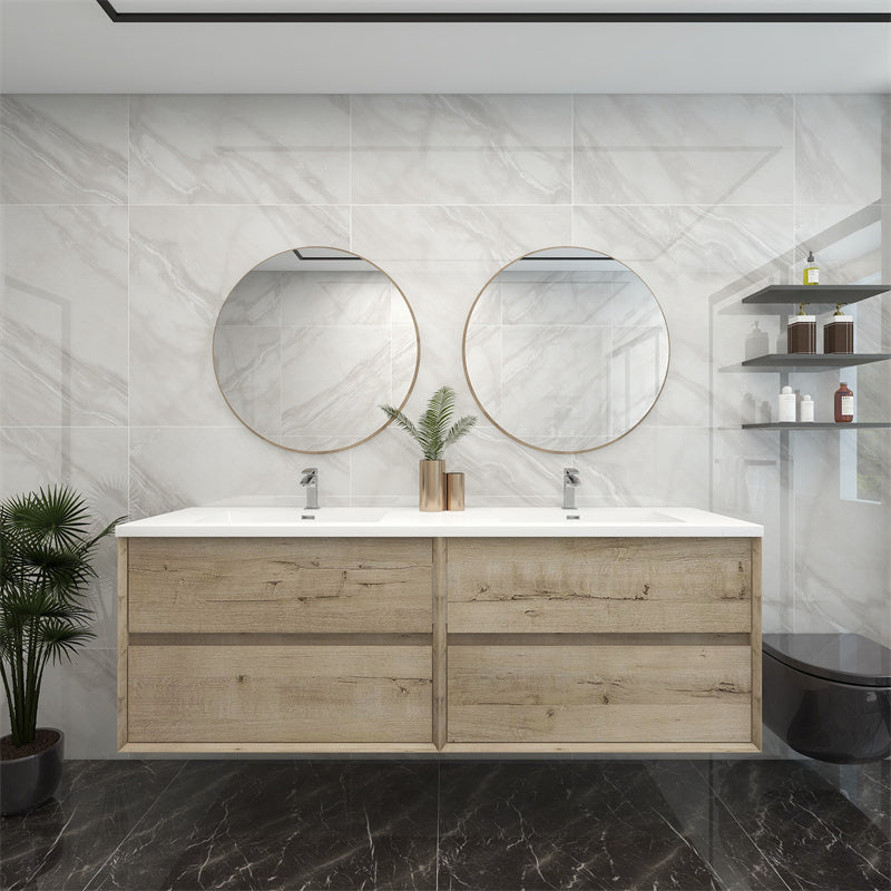Pacifica Floating Vanity in Light Oak (24-84 inches)