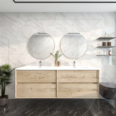 Pacifica Floating Vanity in Light Oak (24-84 inches)