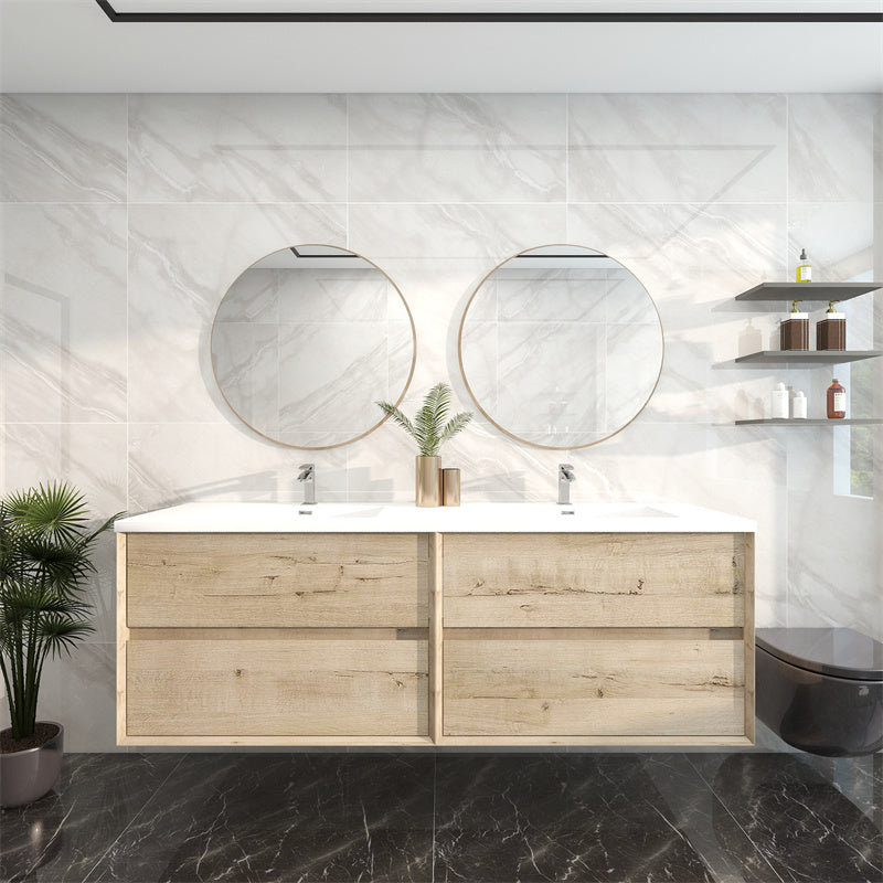 Pacifica Floating Vanity in Light Oak (24-84 inches)