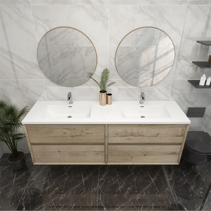 Pacifica Floating Vanity in Light Oak (24-84 inches)