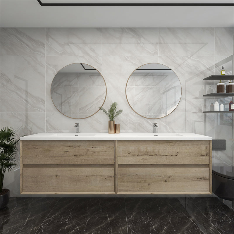 Pacifica Floating Vanity in Light Oak (24-84 inches)