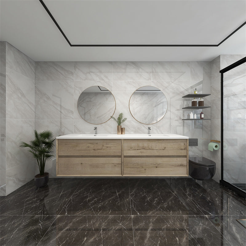 Pacifica Floating Vanity in Light Oak (24-84 inches)