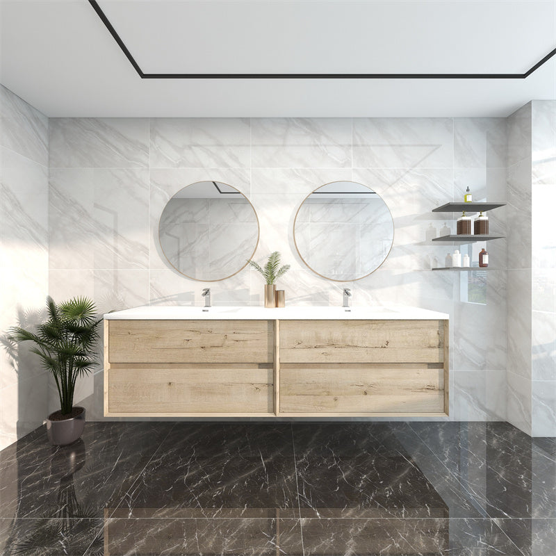 Pacifica Floating Vanity in Light Oak (24-84 inches)