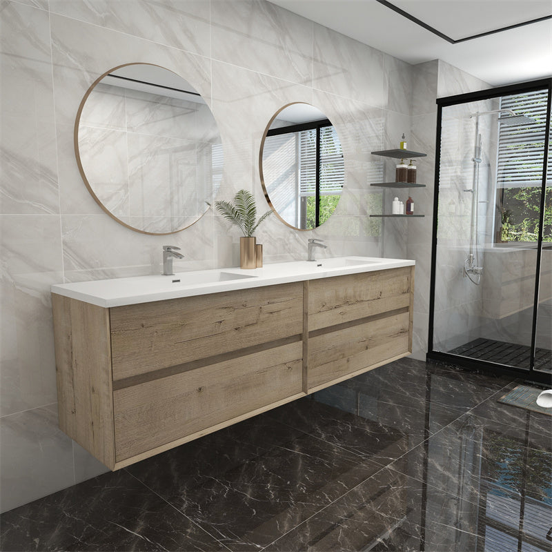 Pacifica Floating Vanity in Light Oak (24-84 inches)