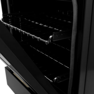 ZLINE Autograph Edition 24" 2.8 cu. ft. Dual Fuel Range with Gas Stove and Electric Oven in Black Stainless Steel with Gold Accents (RABZ-24-G)