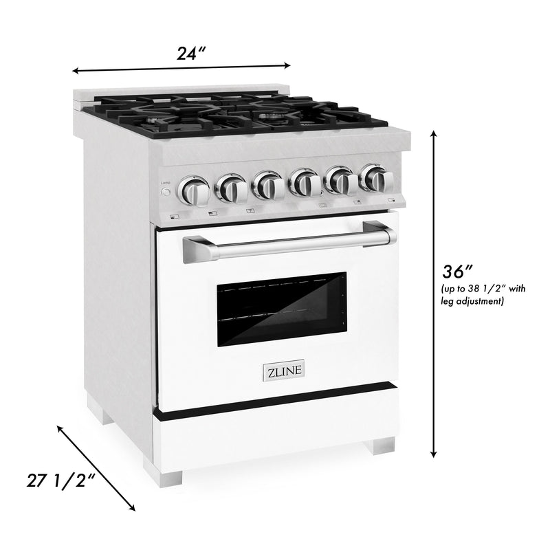 ZLINE 24" 2.8 cu. ft. Dual Fuel Range with Gas Stove and Electric Oven in Fingerprint Resistant Stainless Steel and White Matte Door (RAS-WM-24)