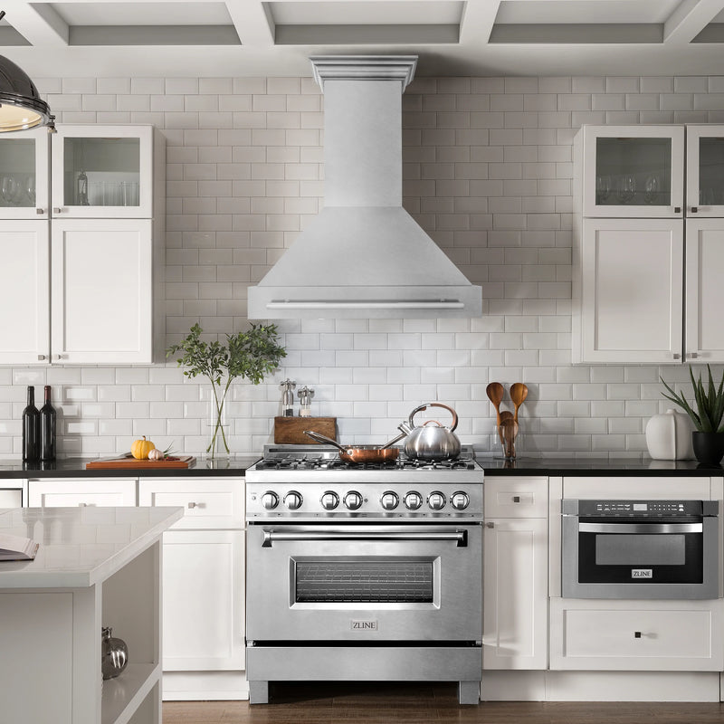 ZLINE 36" DuraSnow® Stainless Steel Range Hood with Shell (8654SNX-36)