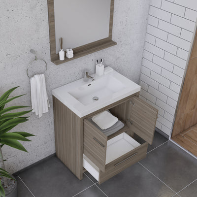 Alya Bath Sortino 30 inch Modern Bathroom Vanity, Gray
