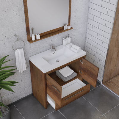 Alya Bath Sortino 36 inch Modern Bathroom Vanity, Rosewood