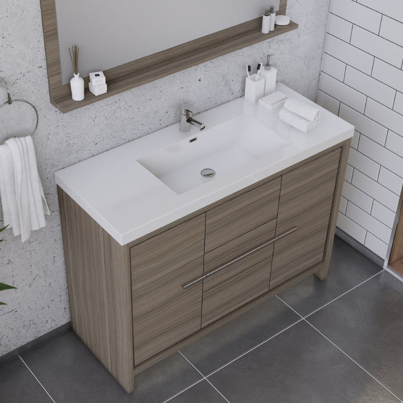 Alya Bath Sortino 48 inch Modern Bathroom Vanity, Gray