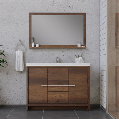 Alya Bath Sortino 48 inch Modern Bathroom Vanity, Rosewood