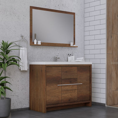 Alya Bath Sortino 48 inch Modern Bathroom Vanity, Rosewood