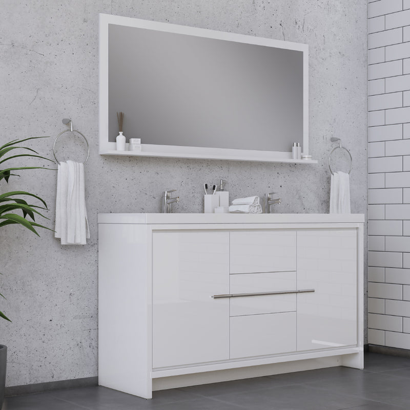 Alya Bath Sortino 60 Double inch Modern Bathroom Vanity, White
