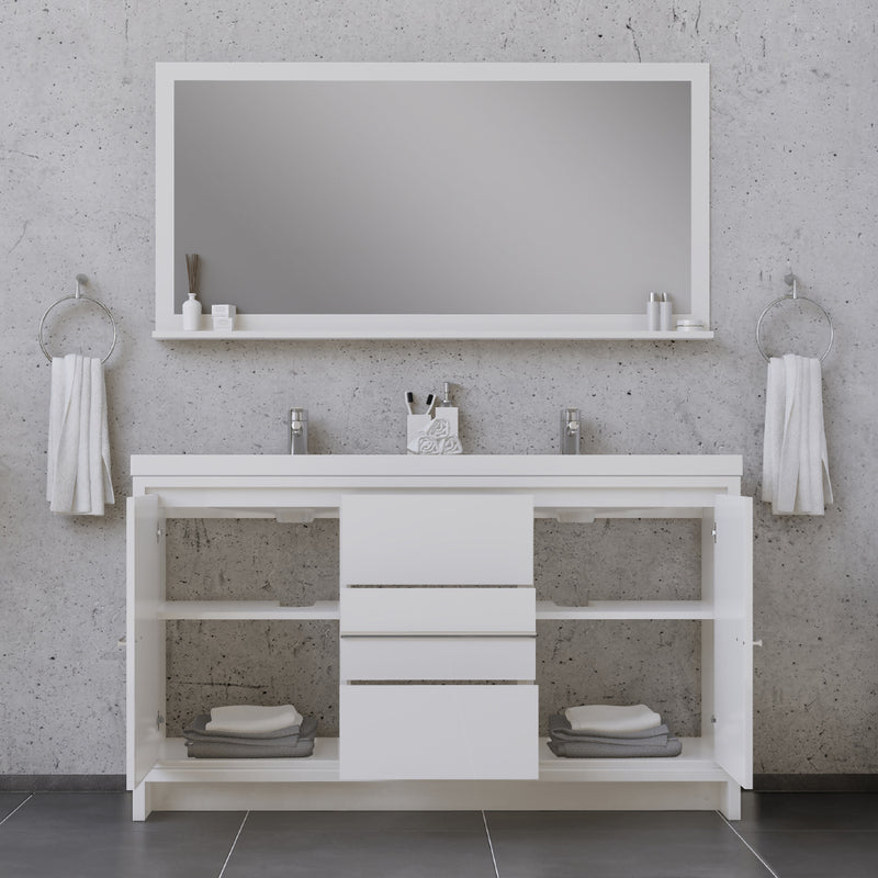 Alya Bath Sortino 60 Double inch Modern Bathroom Vanity, White
