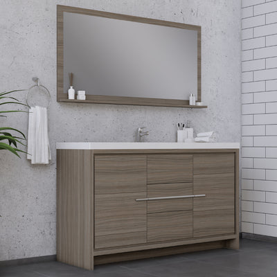 Alya Bath Sortino 60 Single inch Modern Bathroom Vanity, Gray