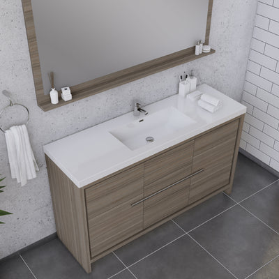 Alya Bath Sortino 60 Single inch Modern Bathroom Vanity, Gray