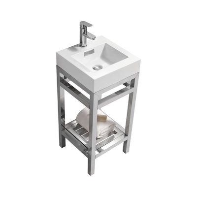 KubeBath Cisco 16" Stainless Steel Console with Acrylic Sink - Chrome