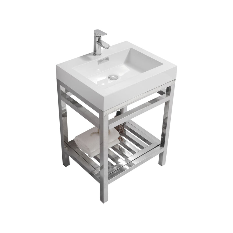 KubeBath Cisco 24" Stainless Steel Console with Acrylic Sink - Chrome