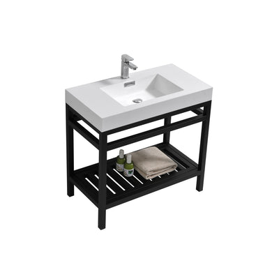 Cisco 36" Stainless Steel Console with Acrylic Sink - Matt Black