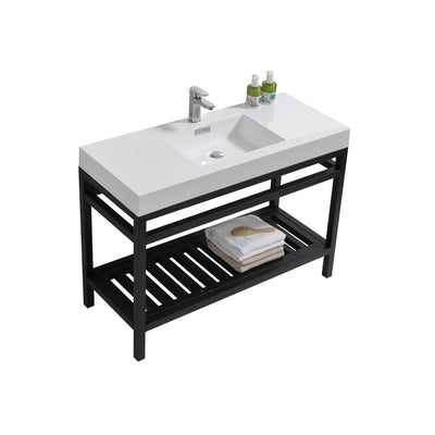 Cisco 48" Stainless Steel Console with Acrylic Sink - Matt Black