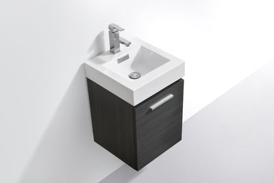 KubeBath Bliss 16" Gray Oak Wall Mount Modern Bathroom Vanity
