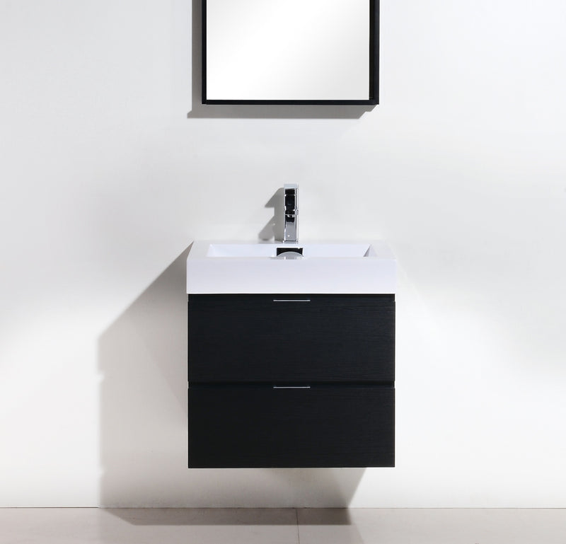 KubeBath Bliss 24" Black Wall Mount Modern Bathroom Vanity