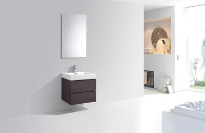 KubeBath Bliss 24" High Gloss Gray Oak Wall Mount Modern Bathroom Vanity