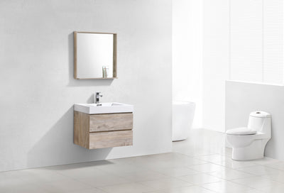 KubeBath Bliss 30" Nature Wood Wall Mount Modern Bathroom Vanity