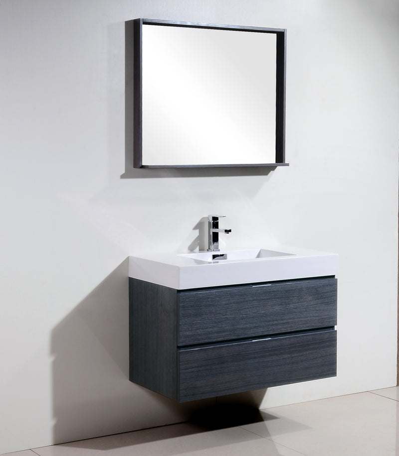 KubeBath Bliss 36" Gray Oak Wall Mount Modern Bathroom Vanity