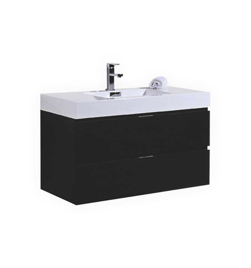 KubeBath Bliss 40" Black Wall Mount Modern Bathroom Vanity