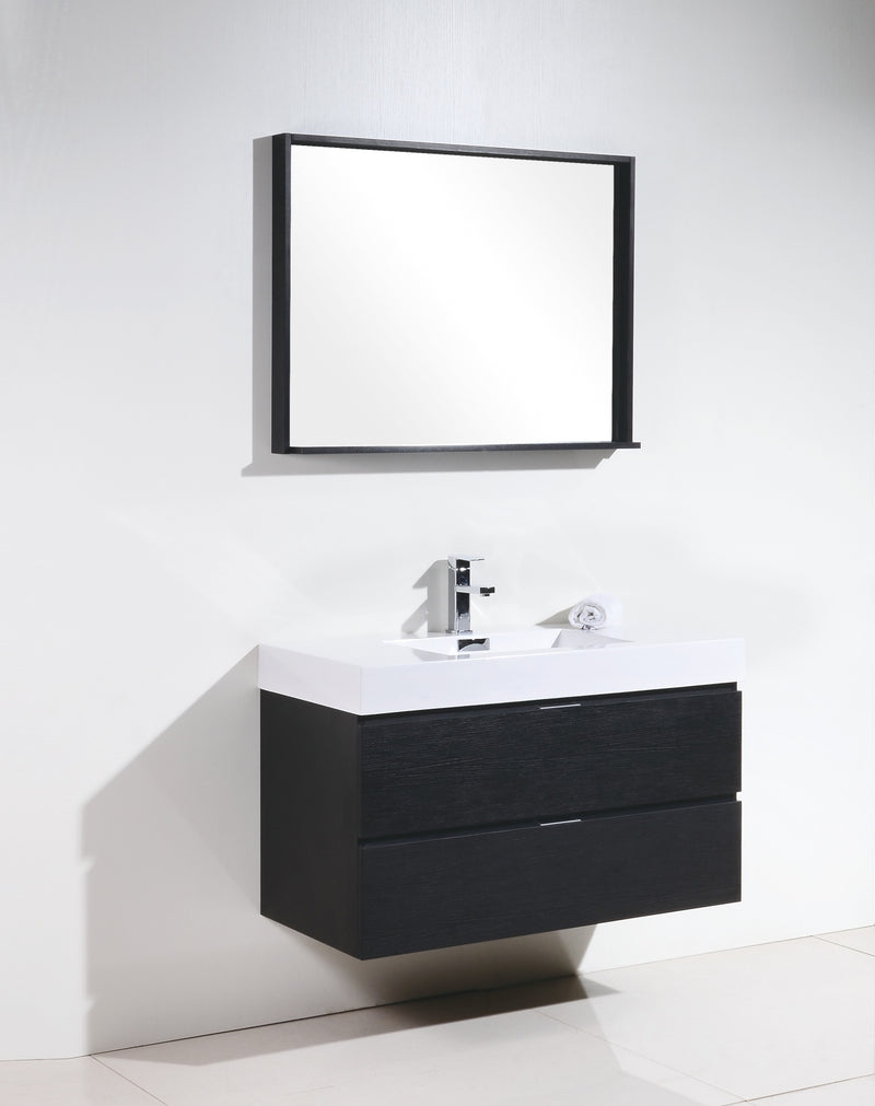 KubeBath Bliss 40" Black Wall Mount Modern Bathroom Vanity